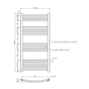 Rinse Curved Bathroom Heated Towel Rail Warmer Radiator Central Heating White - 1000x500mm