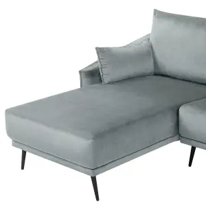 Corner Sofa VARDE Grey Velvet Right Hand