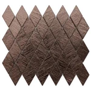 Glass mosaic on mesh for bathroom or kitchen 25cm x 29.2cm - Metallic Copper Brown