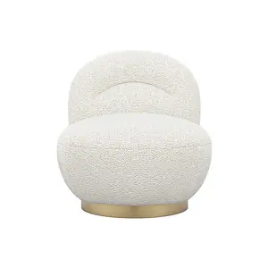 Langham Swivel Chair - Boucle Fabric - L86 x W76 x H78 cm - Ivory - Fully Assembled