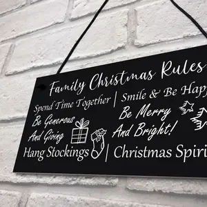 Funny Family Christmas Rules Sign Christmas Decoration Home Decor Family Gift