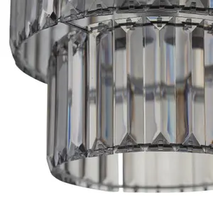 First Choice Lighting Set of 2 Clint Smoked Acrylic Crystal Two Tier Easy Fit Pendant Shades