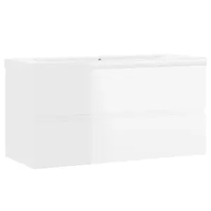 Berkfield Sink Cabinet with Built-in Basin High Gloss White Engineered Wood