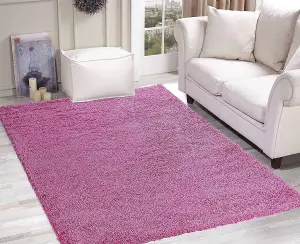 Modern Extra Large Small Soft 5cm Shaggy Non Slip Bedroom Living Room Carpet Runner Area Rug - Pink 160 x 230 cm