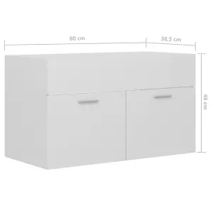 Berkfield Sink Cabinet High Gloss White 80x38.5x46 cm Engineered Wood