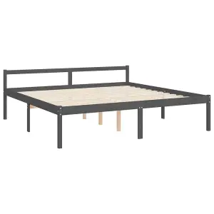 Berkfield Bed Frame with Headboard Grey 200x200 cm Solid Wood