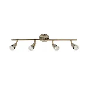 Luminosa Amalfi Adjustable 4 Light Spotlight Antique Brass, GU10