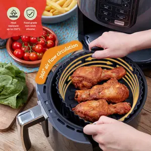 WAFE Round Air Fryer Liner for Tower and Ninja Air Fryer (Set of 2) Black