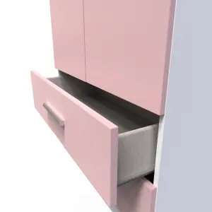 Harrow 2 Door 2 Drawer Wardrobe in Kobe Pink & White (Ready Assembled)