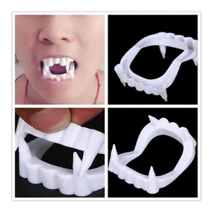 6 Pk Halloween White Fangs - Vampire Fake Teeth Costume Accessories