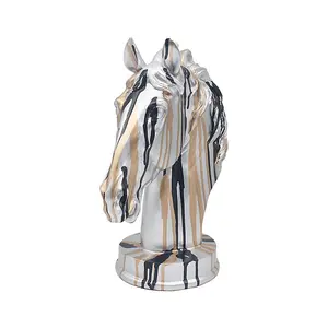 Animal Figurine Horse Head Bust Ornament Home Decoration Renaissance Drip Art