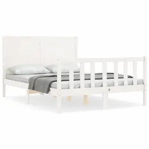 Berkfield Bed Frame with Headboard White 120x200 cm Solid Wood