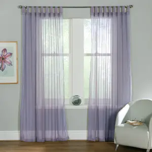 Home Curtains Voile Tab Top Panels 59w x 63d" (149x160cm) Lavender (PAIR)