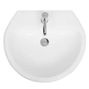 SunDaze Bathroom Cloakroom Full Pedestal 560mm Basin Compact Single Tap Hole Sink