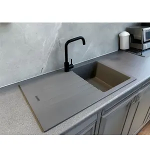 Liquida LG860GR 1.0 Bowl Granite Reversible Inset Compact Grey Kitchen Sink