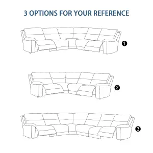 Recliner Sofa Set, Corner Sofa Set Large 7 Seats Fabric Motor Recliner Padded Sofa with Side USB Charger Port - 2C3 Set