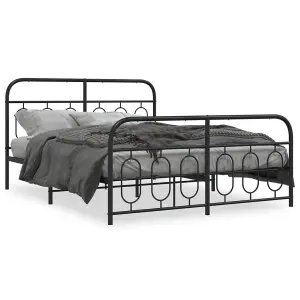 Berkfield Metal Bed Frame without Mattress with Footboard Black 140x190cm