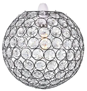 Ball Shape Acrylic Crystals 25cm Pendant Ceiling Light Shade Brass Finish