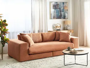 Beliani Modern 3 Seater Sofa Orange GLORVIKA