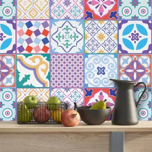 24 Pieces 15x15cm Classic Moroccan Colourful Mixed 1 Tile Stickers