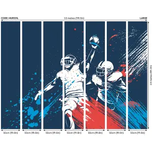 Origin Murals American Footballers Paint Splash Blue Paste the Wall Mural 350cm wide x 280m high