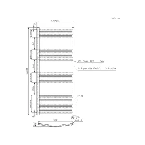 Right Radiators Prefilled Thermostatic Electric Heated Towel Rail Curved Ladder Warmer Rads - Chrome 1400x600 mm