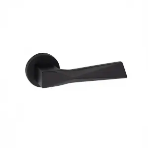 1 Pair Modern Aura Euro Lock Door Handles, 70mm Key & Key Barrell Matt Black Finish and Ball Bearing HInges - Golden Grace