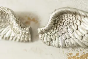 Small Distressed Silver Angel Wings Ornament