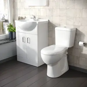 Nes Home 550mm Floorstanding Vanity Basin Unit & Close Coupled Toilet White