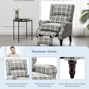 Wing Back Recliner Armchair Pushback Fabric