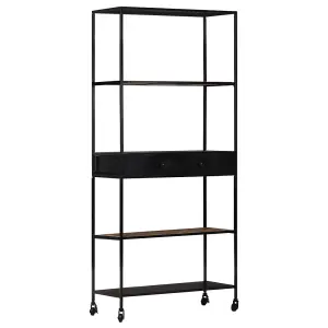 Berkfield Book Cabinet 90x35x180 cm Rough Mango Wood & Iron