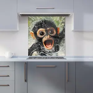 Wide-Eyed Monkey's Splash Surprise Premium Glass Kitchen Splashback W700mm x H750mm