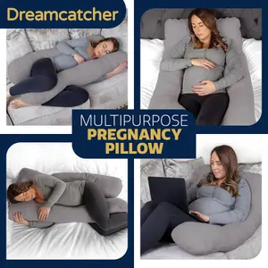 Dreamcatcher Pregnancy Pillow Micro Fleece U Shaped Maternity Support Pillow Grey