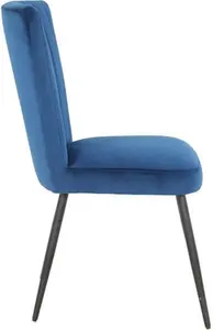 Dunelm Taylor Dining Chair, Velvet, Modern, Blue, Taylor Navy, Fabric/Velvet