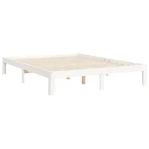 Berkfield Bed Frame with Headboard White 140x190 cm Solid Wood