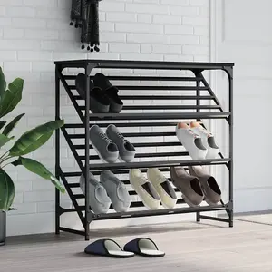 Shoe Rack Black 90x30x85 cm Engineered Wood