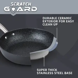 Prestige Scratch Guard Black Round Aluminium Induction Suitable Non-Stick Stir-Fry Pan 29cm