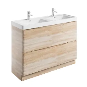 Eden 1200mm Floorstanding Vanity Unit in Light Oak & Resin Basin