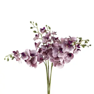 Pack of 6 x 100cm Artificial Phalaenopsis Orchid Purple Stem