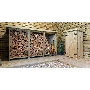 7ft x 3ft (2.19m x 0.89m) Redwood Pressure Treated Triple Log Store