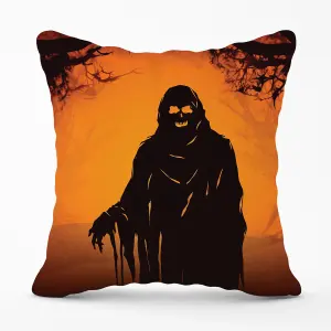 A Spooky Black And Orange Ghost Outdoor Cushion 45cm x 45cm