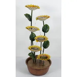 Primrose Potted Sunflower Tiered Cascading Zinc Water Feature