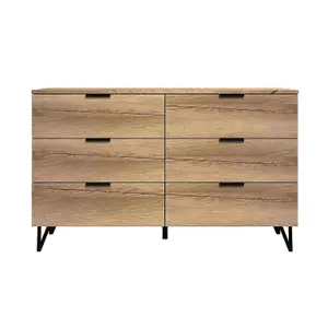 FWStyle 6 Drawer Chest Of Drawers Cracked Oak Fast Click Assembly