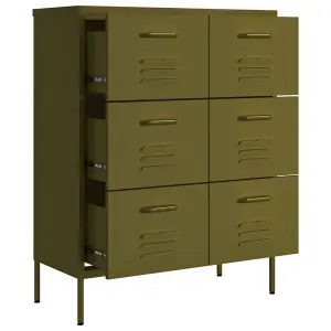 Berkfield Drawer Cabinet Olive Green 80x35x101.5 cm Steel