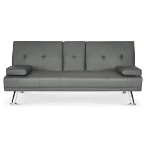 Manhattan 2 Seater Faux Leather Click Clack Sofa Bed - Grey