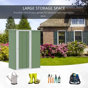 Outsunny Outdoor Storage Shed Steel Garden Shed w/ Lockable Door Light Green