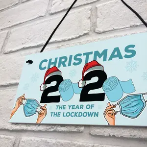 Lockdown Christmas Gift Hanging Plaque Funny Christmas Decoration Keepsake