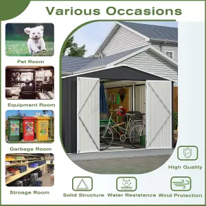 Birchtree 10X12FT Metal Garden Shed Apex Roof With Free Foundation Storage House Anthracite