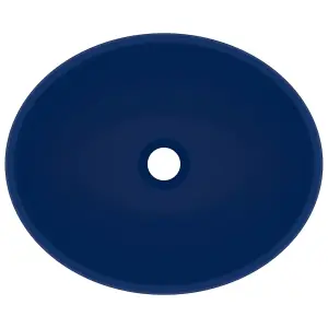 Luxury Basin Oval-shaped Matt Dark Blue 40x33 cm Ceramic