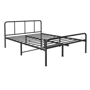 House of Home Double Size Bed Frame Black Metal Rounded Headboard Easy Assembly Bed